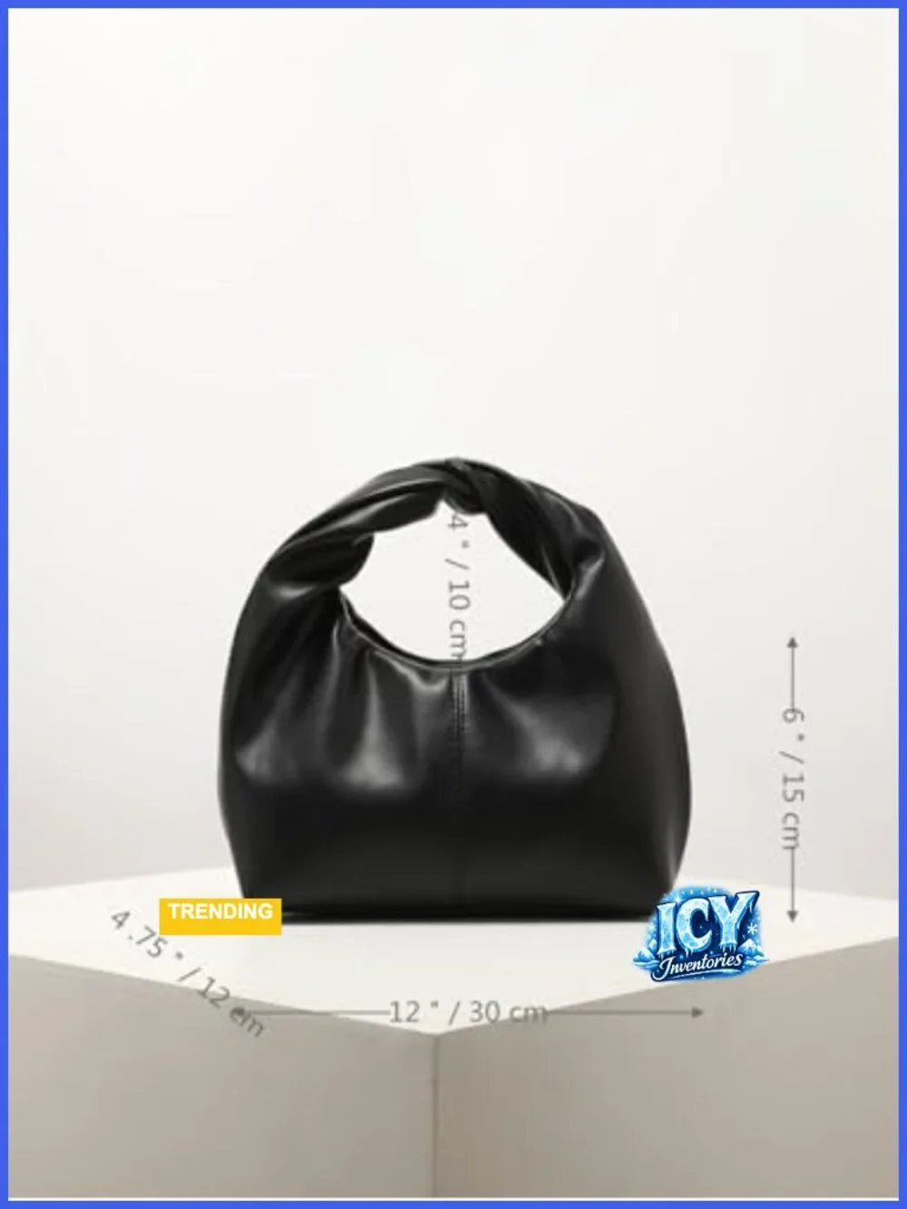 Faux Leather Ruched Hobo Mini Handbag Clutch Purse Top Handle Snap Closure